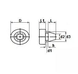 10 Aanslagdopjes voor deurkozijnen 11X1X6X3,5 Vlak Zwart