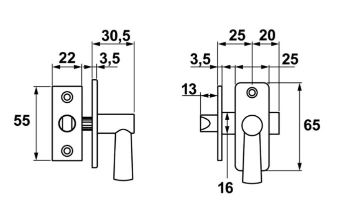 AXA Insteekgrendel Met Sluitplaat Aluminium F1 Look 25 mm