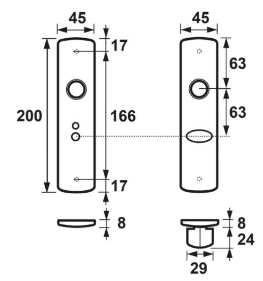 AXA Curve Klik Schild WC63/8 Met Deurkruk Blok Aluminium Zwart