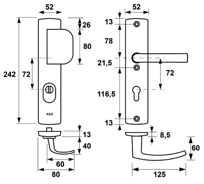 AXA veiligheidsbeslag PC72 SKG*** met kerntrekbeveiliging greep/kruk