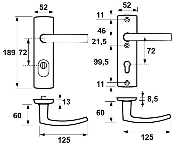 Axa Curve Plus RVS-Look Kortschild Veiligheidsbeslag PC72 met kerntrekbeveiliging SKG***