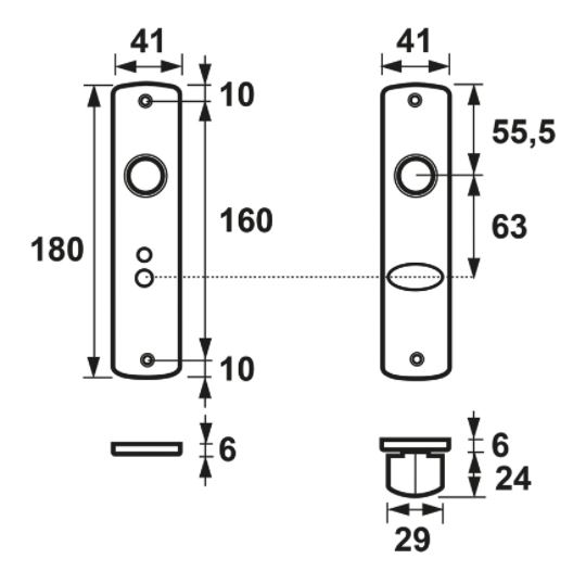 AXA Schilden Curve WC63/8 Aluminium Zwart