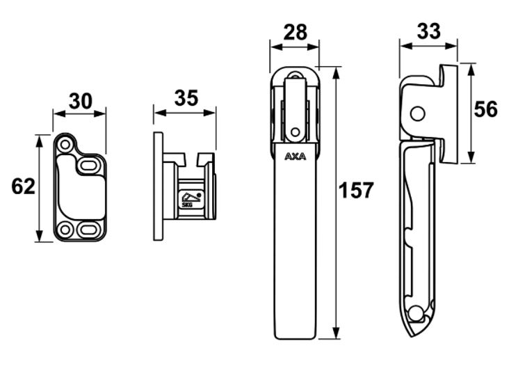 AXA Kierstandhouder EX Voor buitendeuren SKG V DIN links