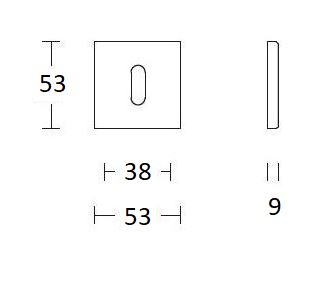 2 Sleutelplaatjes Vierkant 53x53x9 Zwart
