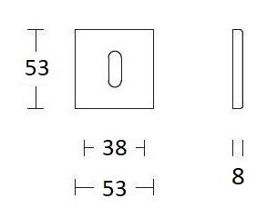 2 Sleutelplaatjes Vierkant 53x53x8 RVS