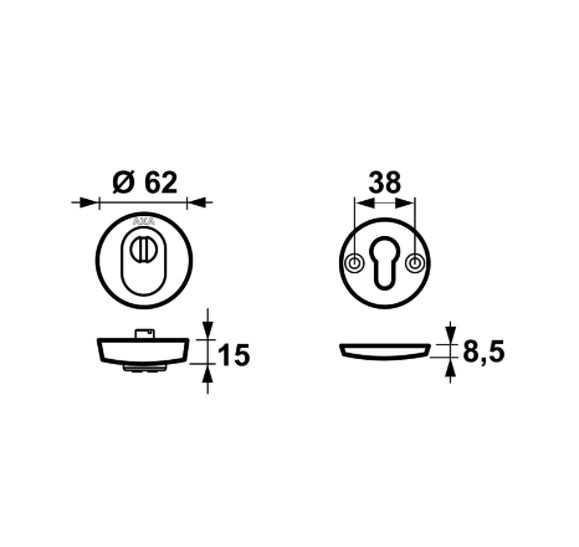 AXA Curve Veiligheidsrozet met Kerntrek beveiliging SKG3 Rond Zwart