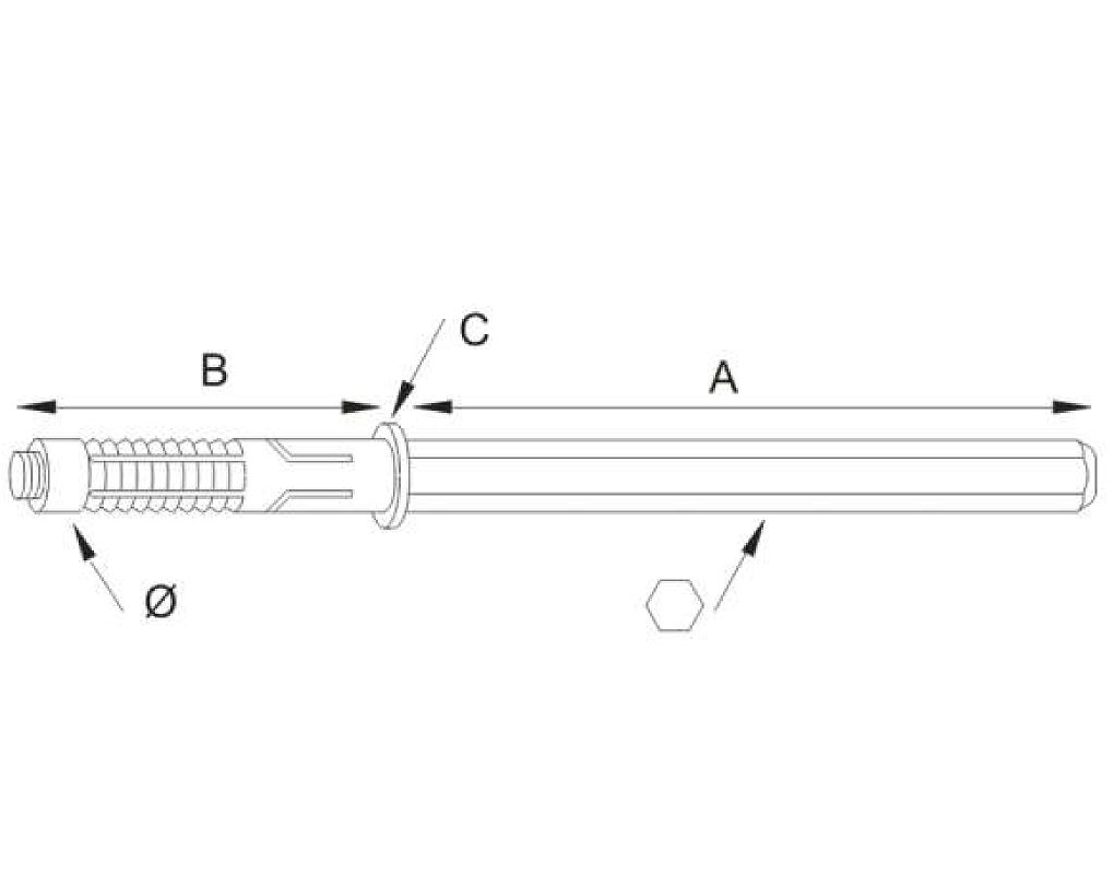 Blinde plankdrager Strongfix Ø9x135 mm verzinkt