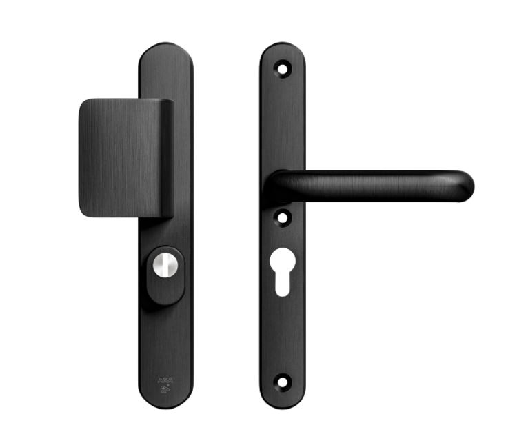 AXA Oval Plus Smal veiligheidsbeslag PC55 SKG*** met kerntrekbeveiliging D-greep/kruk Zwart