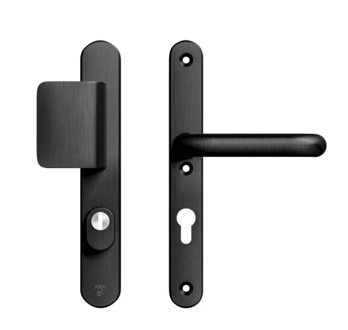 AXA Oval Plus Smal veiligheidsbeslag PC72 SKG*** met kerntrekbeveiliging D-greep/kruk Zwart