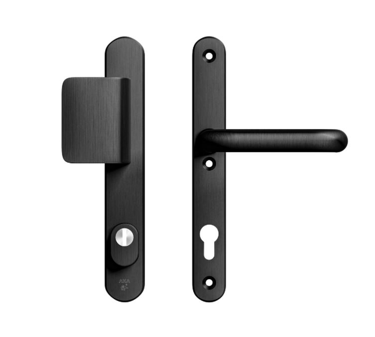 AXA Oval Plus Smal veiligheidsbeslag PC92 SKG*** met kerntrekbeveiliging D-greep/kruk Zwart