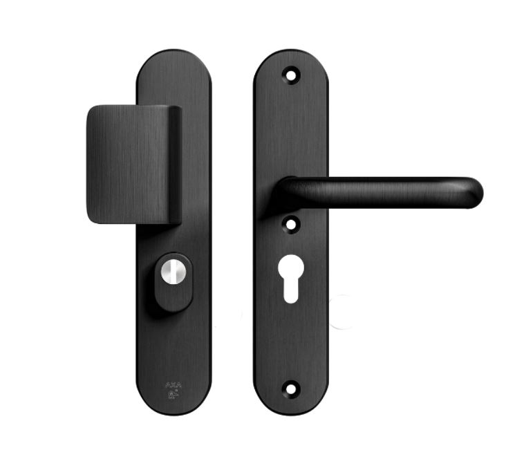 AXA Oval Plus veiligheidsbeslag PC55 SKG*** met kerntrekbeveiliging D-greep/kruk Zwart