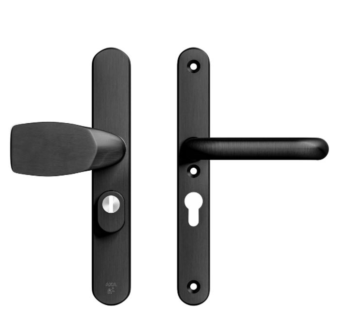 AXA Oval Plus Smal veiligheidsbeslag PC55 SKG*** met kerntrekbeveiliging Wing-greep/kruk Zwart