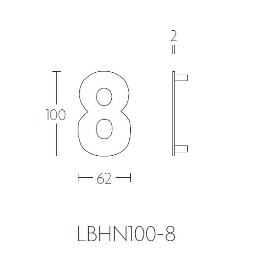 BASICS Huisnummer LBHN100-8 PVD Mat Goud