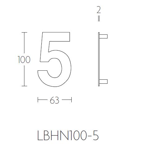 BASICS Huisnummer LBHN100-5 PVD Mat Goud