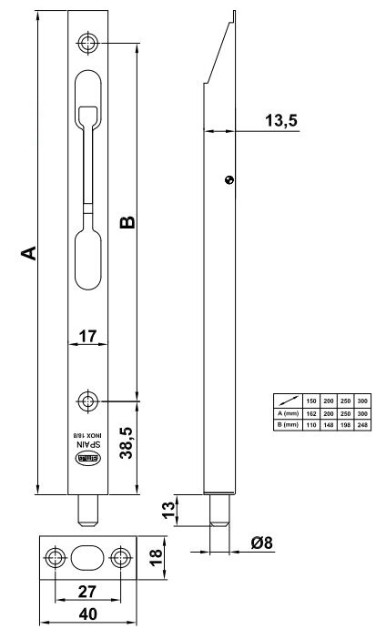 AMIG Kantschuif 200x17 mm RVS