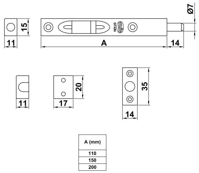 AMIG Kantschuif 200x16 mm Messing gepolijst