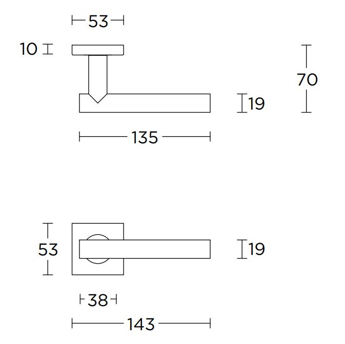 Deurkruk BASIC LBVII-19BSQR53 op vierkant rozet Mat Zwart