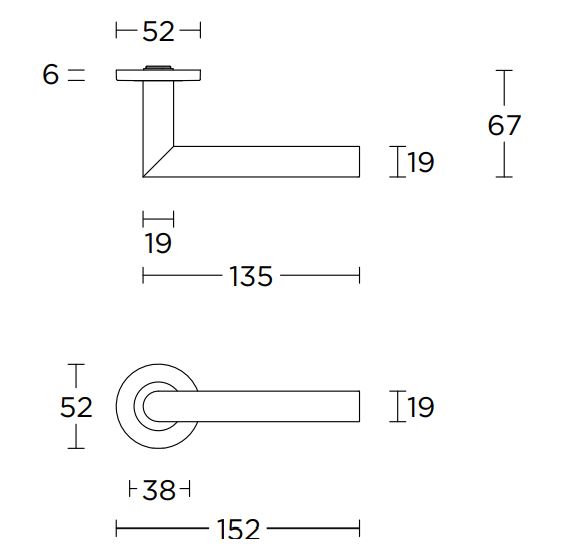 Deurkruk BASIC LBIIL-19 EN1906 op ronde rozet Mat RVS