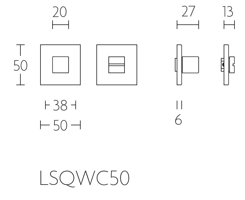 Toiletgarnituur SQUARE LSQWC50B RVS Gepolijst