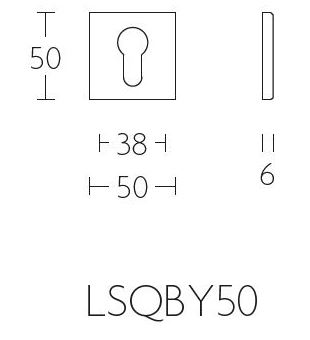 Cilinderplaatje SQUARE LSQBY50B RVS Gepolijst