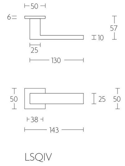 Deurkruk SQUARE LSQIV-G op rozet RVS Gepolijst