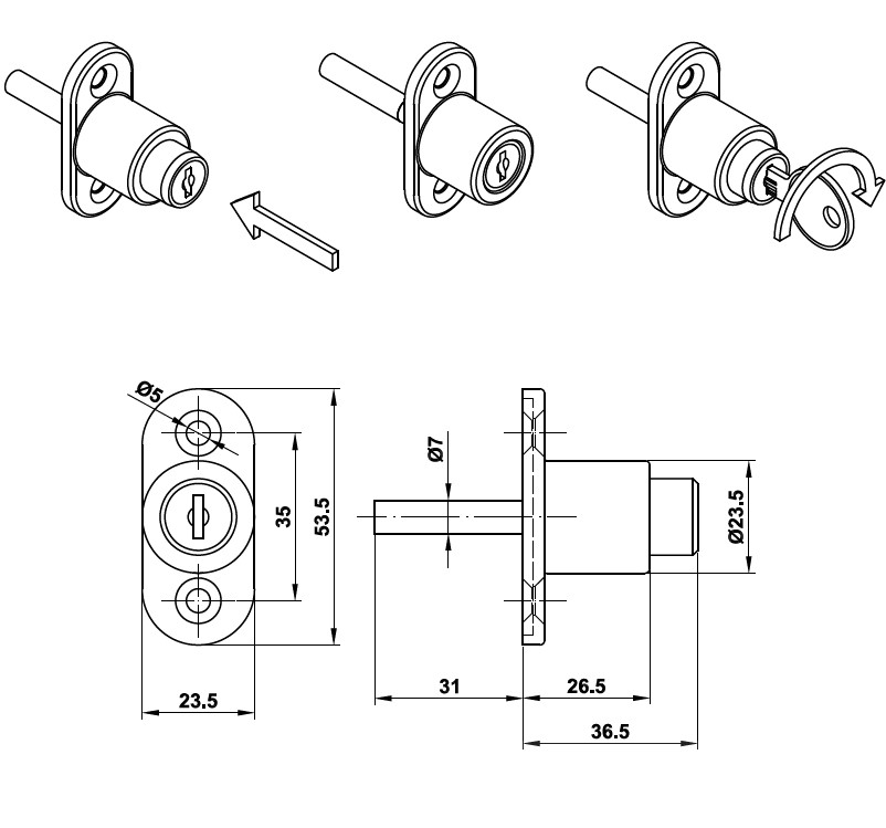 AMIG cilinder drukslot zwart