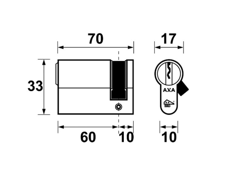 AXA enkele veiligheidscilinder Security 60/10 SKG2 - Afbeelding 2