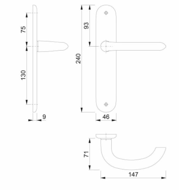 Hoppe Deurkruk Marseille op Schild Blind Aluminium F1