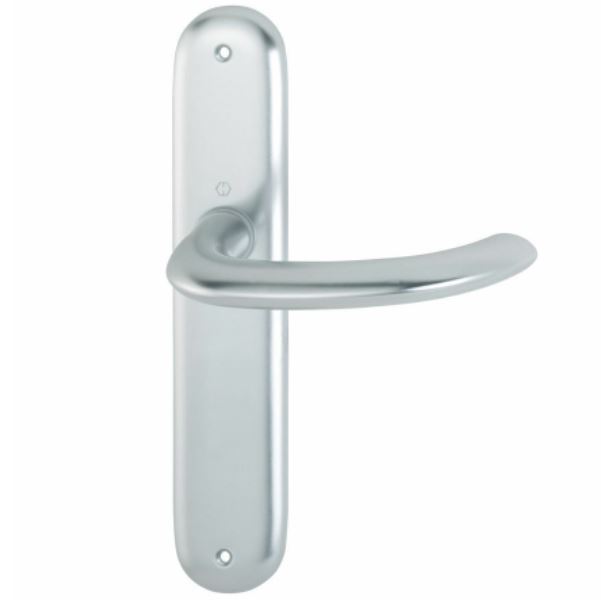 Hoppe deurklink Marseille op schild Blind aluminium F1