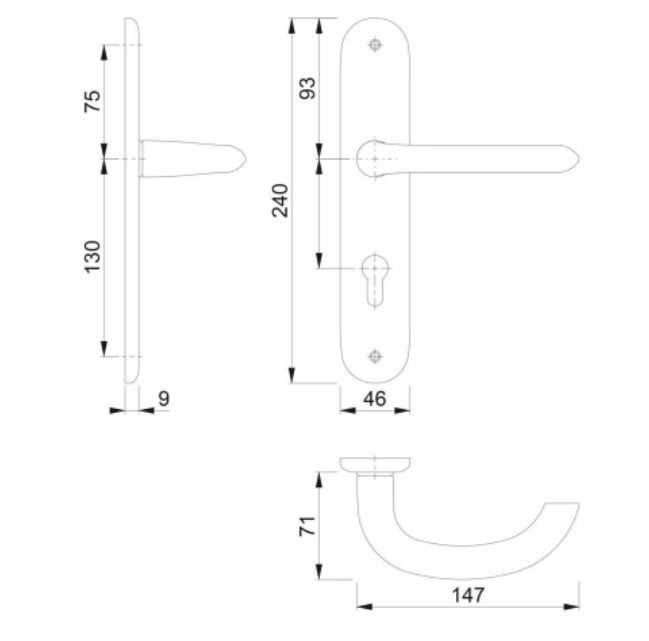 Hoppe Deurkruk Marseille op Schild PC55 Aluminium F1