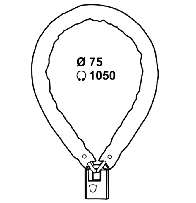 AXA universele ketting van gehard staal 105 cm met hangslot