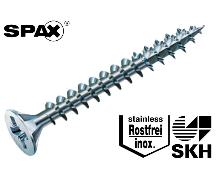 25 stuks RVS 4.5 x 45 mm Spax spaanplaatschroef platkop met pozidrive kruisindruk