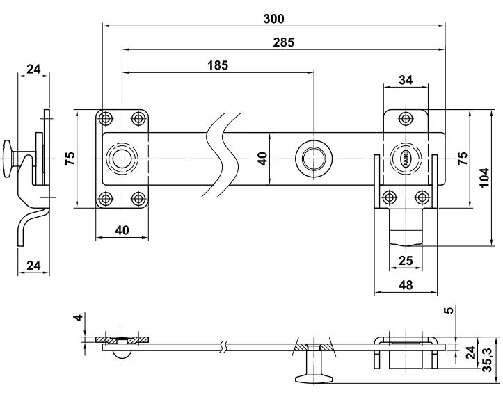 AMIG Heksluiting zwart 300x40x5 mm