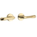 Buiten deurkruk Linea op rozet messing ongelakt