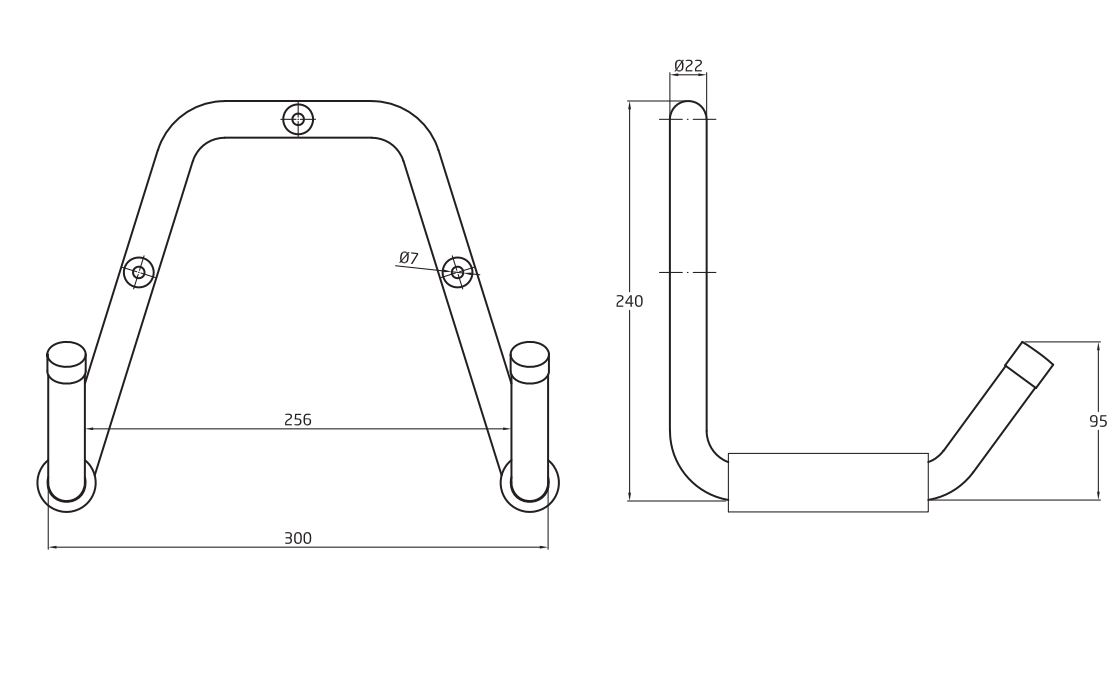 AMIG Ophangbeugel zwart 300 x 220 x 240 mm