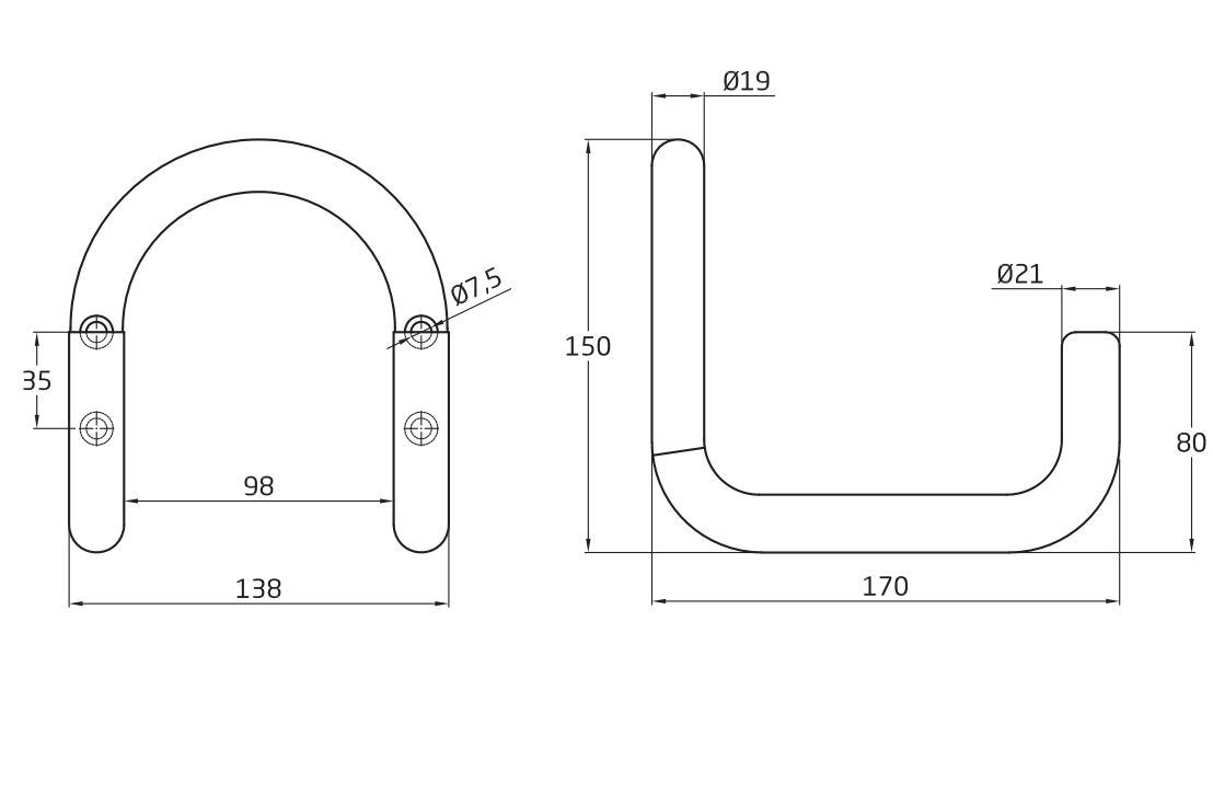 AMIG Ophangbeugel zwart 150 x 170 x 138 mm