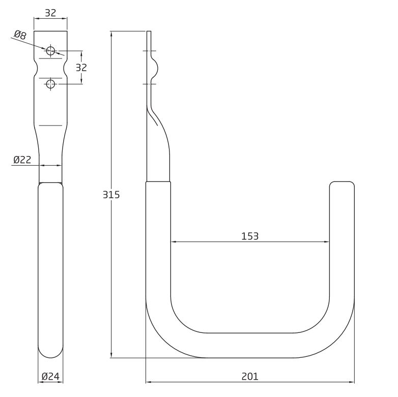 AMIG Ophangbeugel zwart 201 x 315 x 32 mm