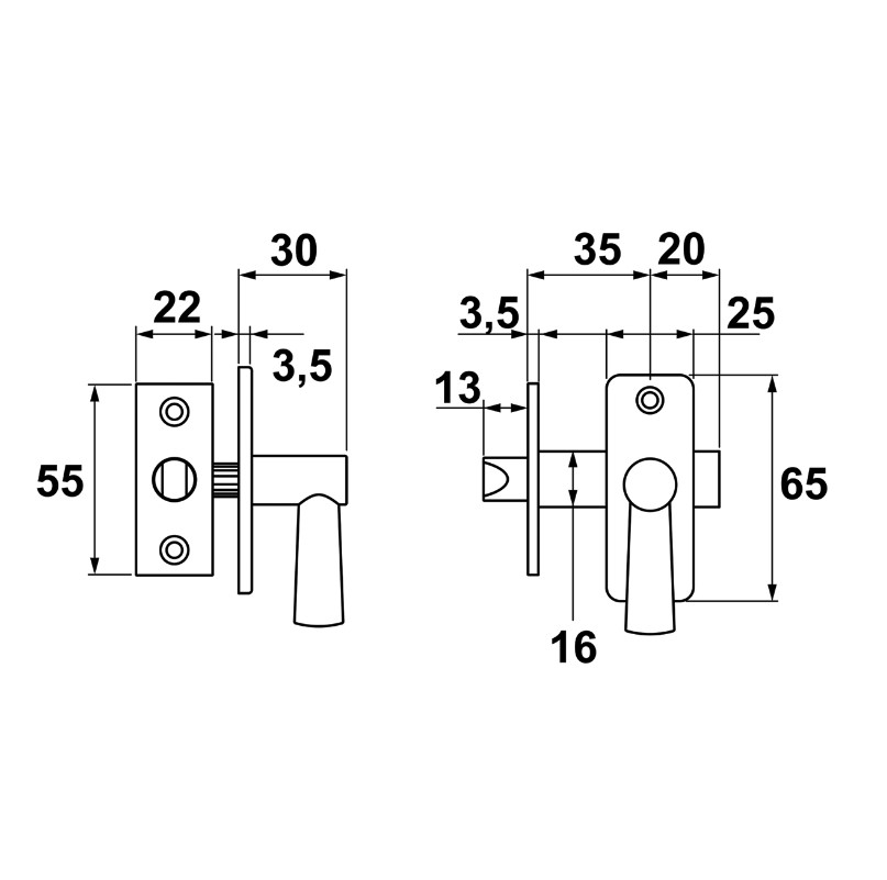 AXA insteekgrendel met sluitplaat aluminium F8 zwart 35 mm