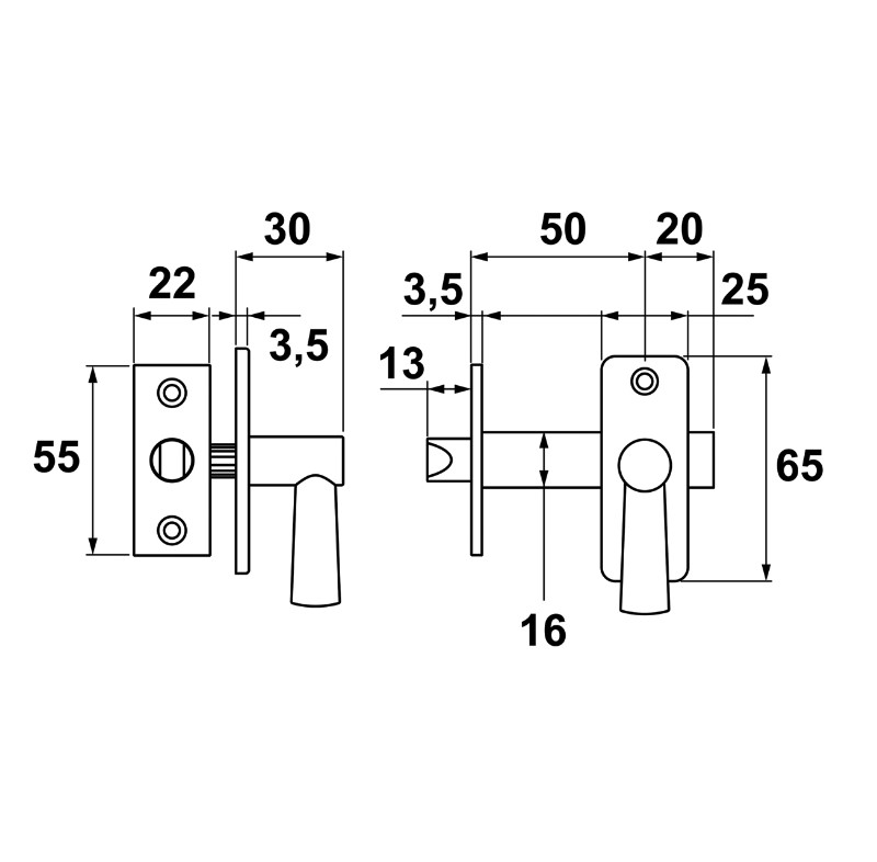 AXA insteekgrendel met sluitplaat aluminium F8 zwart 50 mm