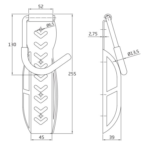 AMIG Ophangbeugel voor fietsen zwart 225 x 78 mm
