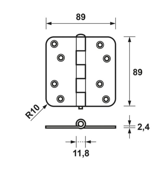 AXA Scharnier 89x89x2 met afgeronde hoeken 1105 promopack 10+2 gratis