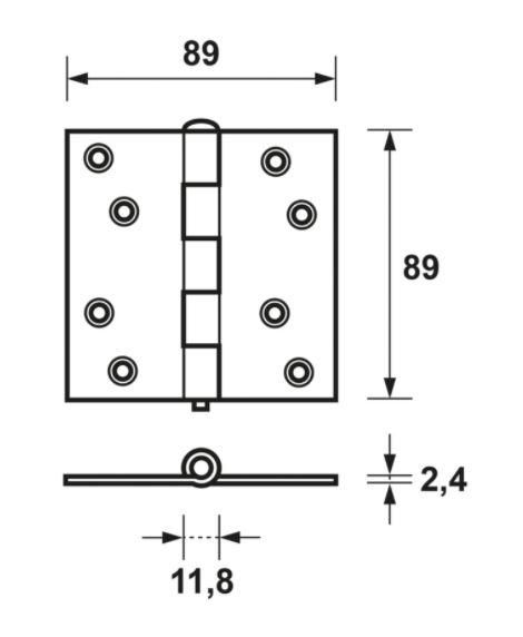 AXA Ongelagerd scharnier 89x89x2 met rechte hoeken promopack 10+2 gratis