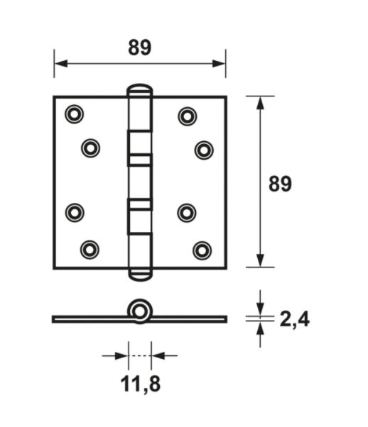 AXA Kogellagerscharnier 89x89 Verzinkt Rechte Hoeken