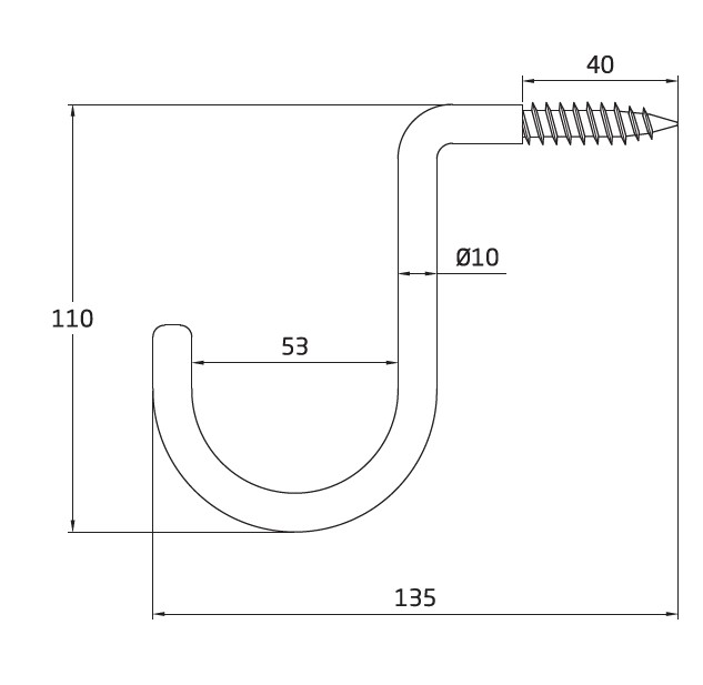 AMIG Ophanghaak zwart 110 x 135 x 12 mm