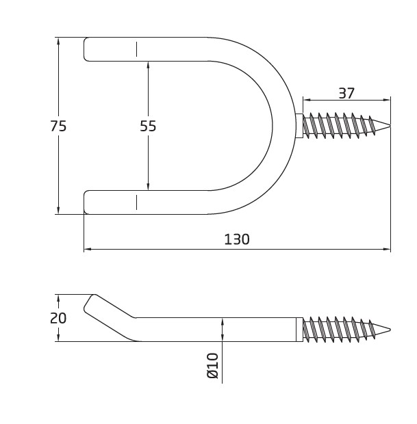 AMIG dubbele ophanghaak zwart 130 x 75 x 10 mm