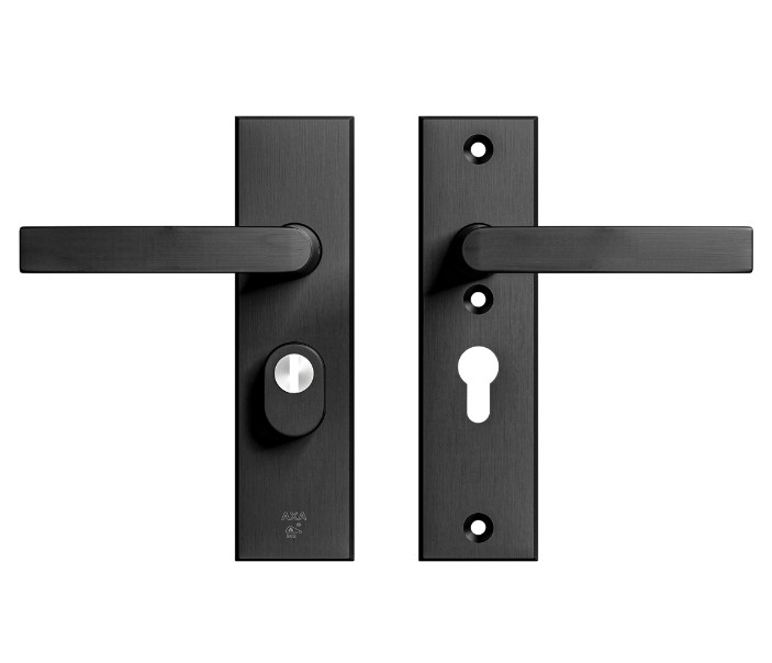 AXA Edge Plus veiligheidsbeslag kort PC55 SKG*** met kerntrekbeveiliging kruk/kruk Zwart