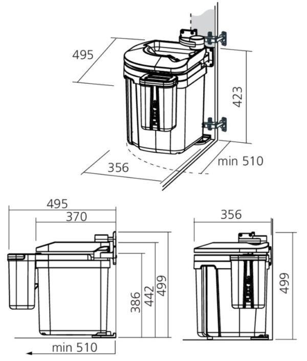 Afvalemmer Euroflexx 40 Liter Grijs