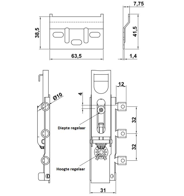 AMIG verstelbare ophangbeugel voor keukenkastjes staal verzinkt