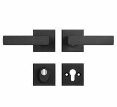 AXA set veiligheidsbeslag op vierkante rozet met kerntrekbeveiliging kruk/kruk SKG*** aluminium zwart