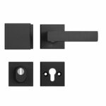 AXA set veiligheidsbeslag op vierkante rozet met kerntrekbeveiliging knop/kruk SKG*** aluminium zwart